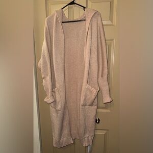 NWT - Cozy Hooded Open-Front Cardigan in Light Pink